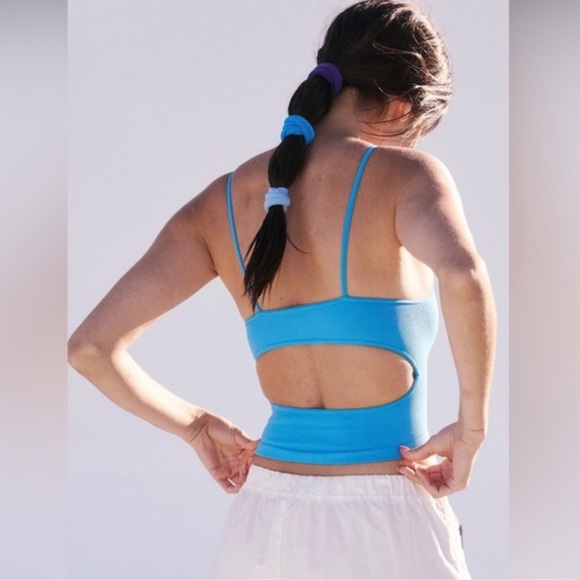 🩵 Free People Tighten Up Cutout Tank BLUE XS/S NWOT - Picture 3 of 3